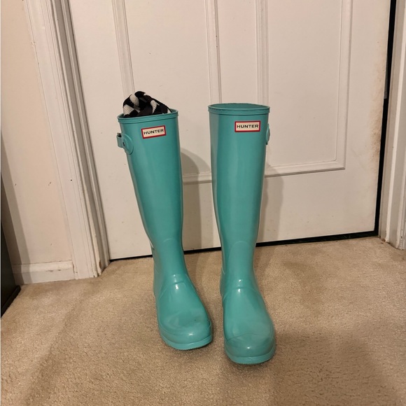 Mint/Tiffany Blue Hunter Rain Boots - Picture 1 of 9